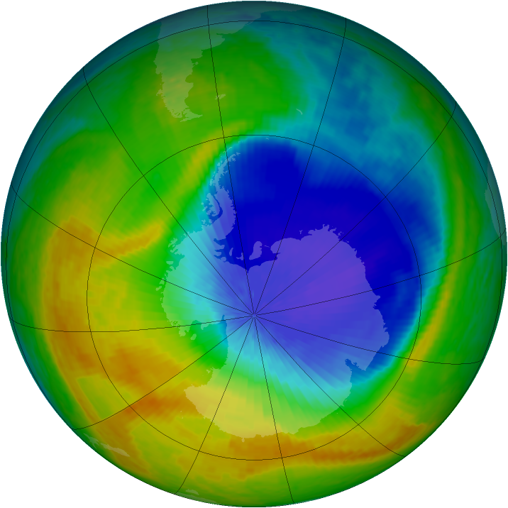 Antarctic ozone map for 17 October 2004